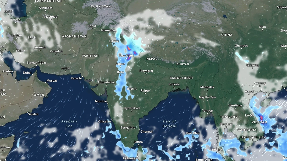 Precipitation map of South and Central Asia on December 27